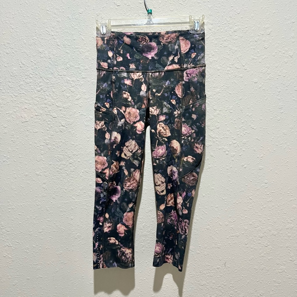Lululemon Fast Free Crop Leggings II Nulux Peony Multi size 4
